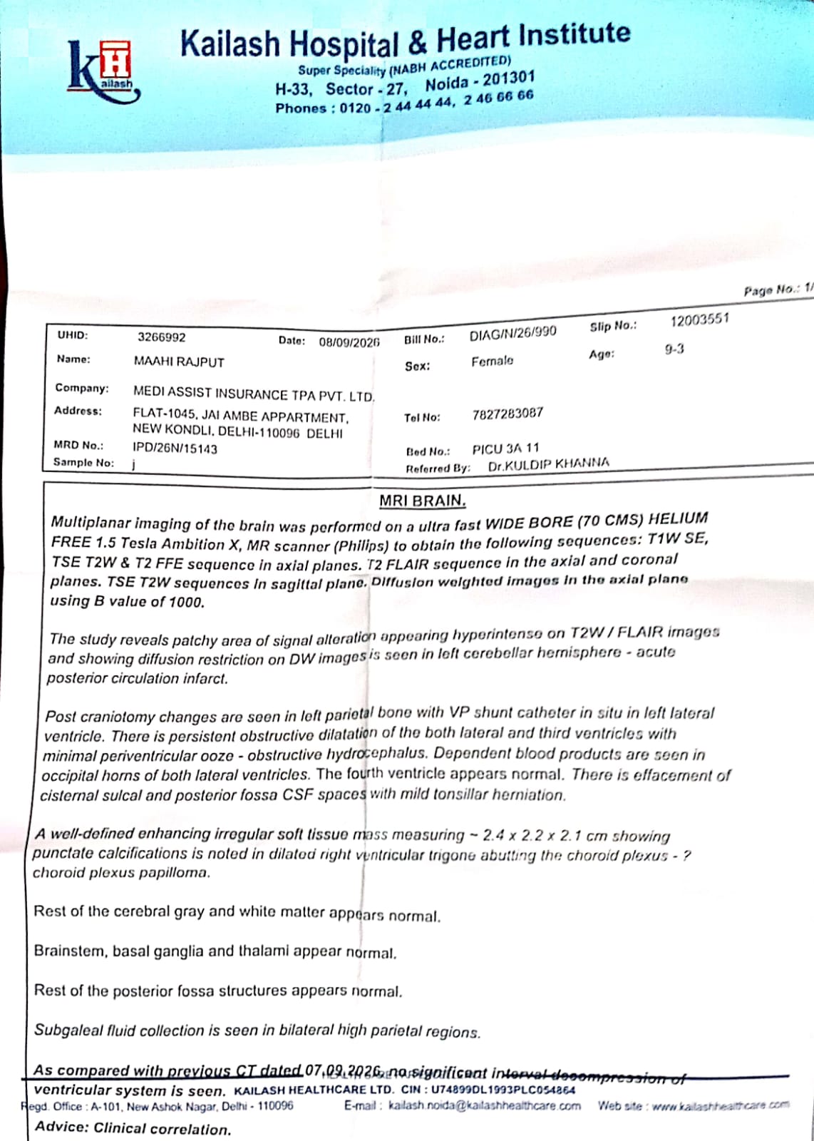 Hospital Report — Kailash Hospital & Heart Institute, Noida